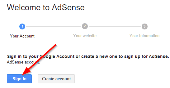 Sign up for an Adsense account